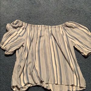 Off the shoulder striped shirt